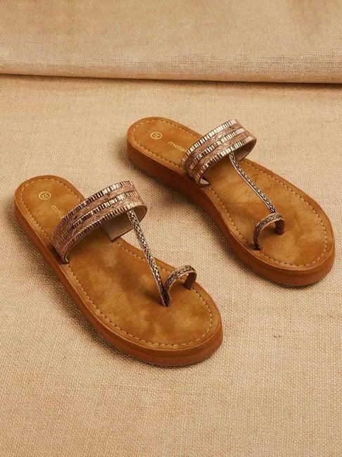 melange by lifestyle women's antique gold toe ring sandals