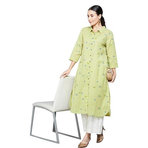 melange by lifestyle women's cotton regular kurta (1000013285789 green