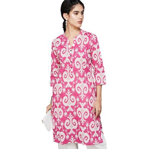 melange by lifestyle women's cotton regular kurta (1000013494016 pink