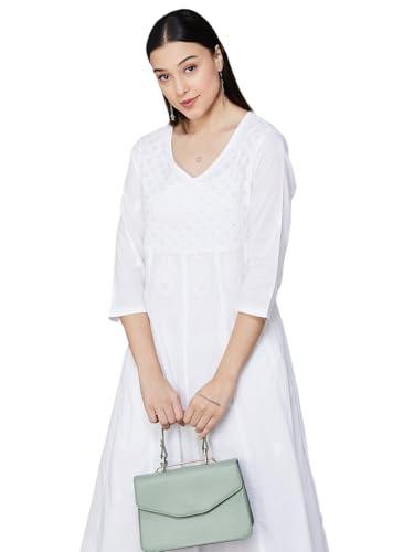 melange by lifestyle women's cotton regular kurta set (1000013287497 white