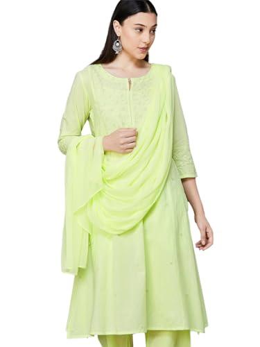 melange by lifestyle women's cotton regular kurta set (1000013287510 green