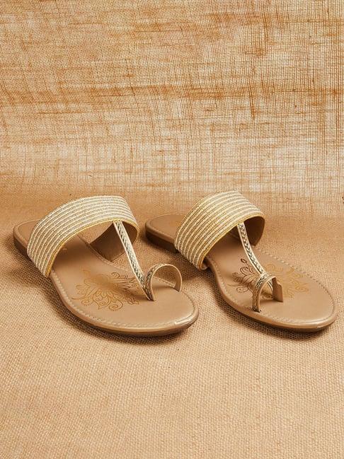 melange by lifestyle women's gold toe ring sandals