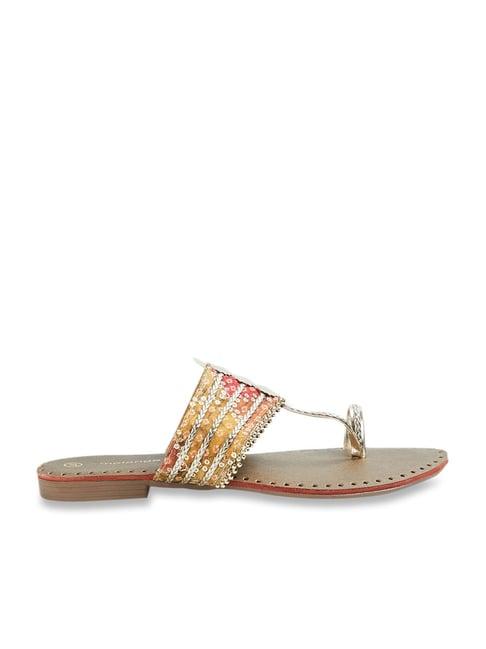 melange by lifestyle women's pink toe ring sandals