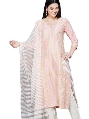 melange by lifestyle women's polyester regular kurta set (1000013437702 pink