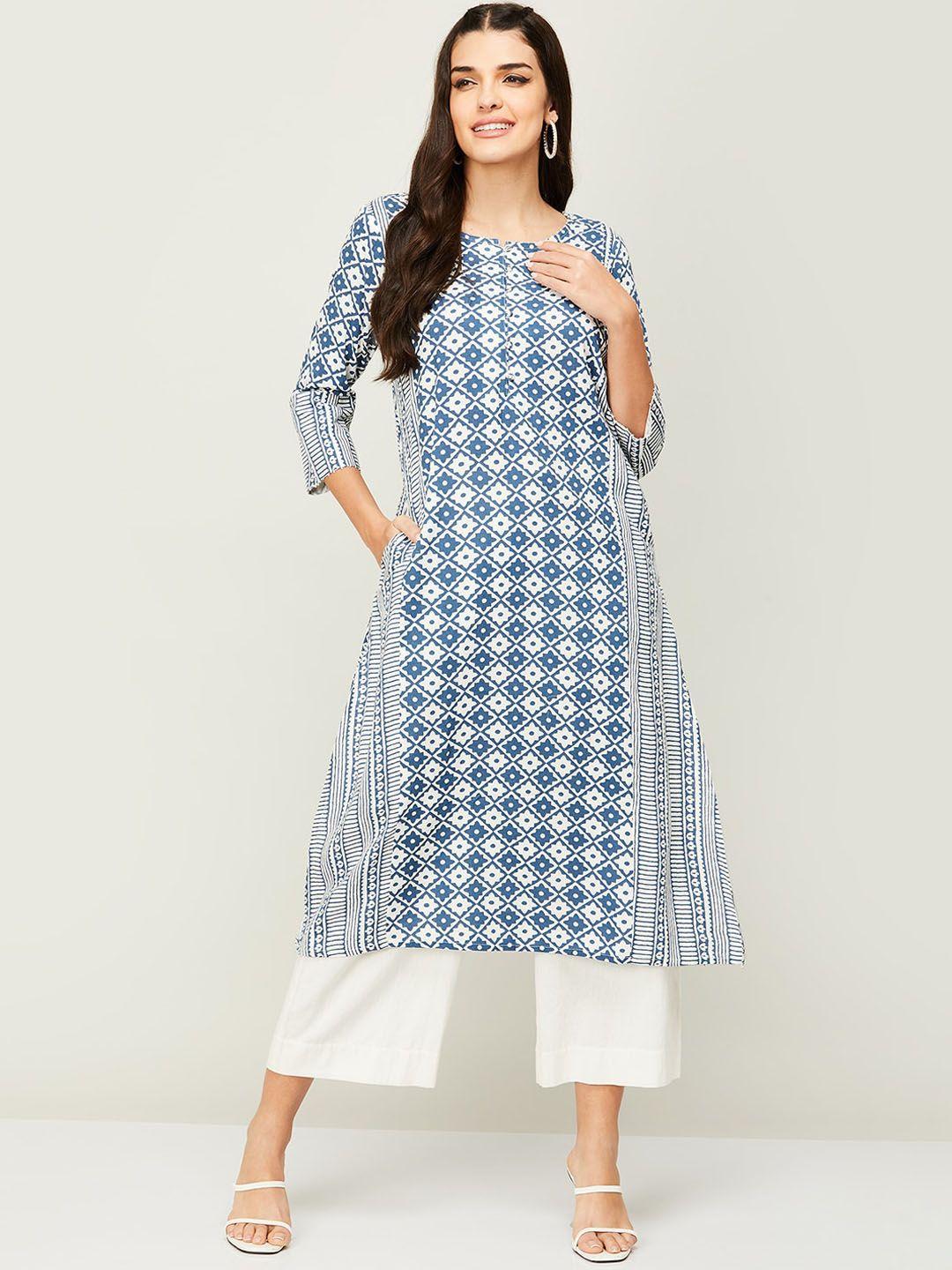 melange by lifestyle women ethnic printed thread work kurta