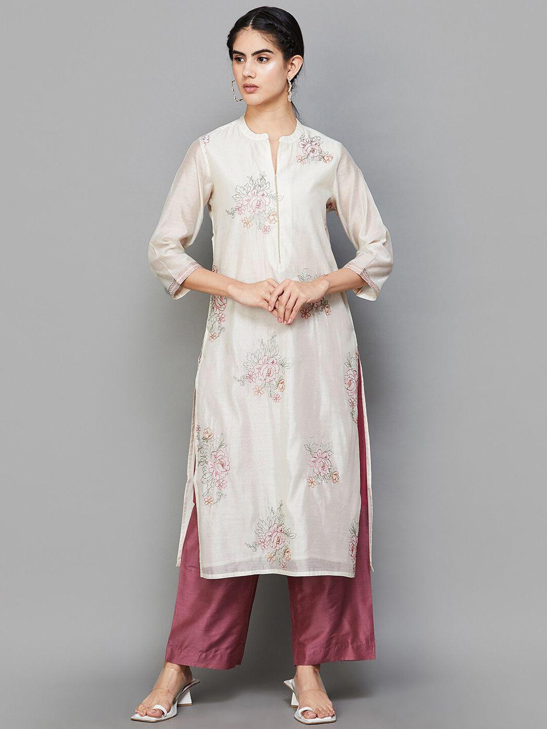 melange by lifestyle women floral embroidered regular kurta with trousers & with dupatta