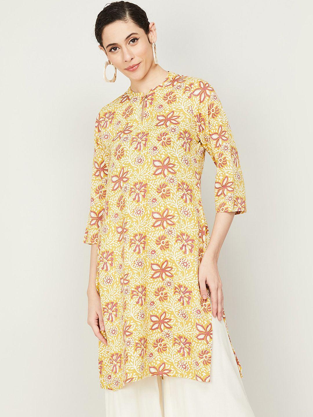 melange by lifestyle women floral printed keyhole neck kurta