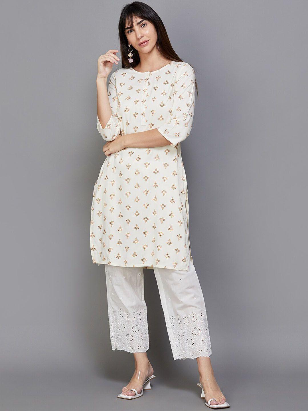 melange by lifestyle women floral printed straight kurta