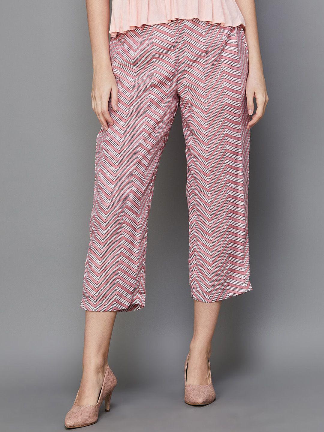 melange by lifestyle women geometric printed straight fit culottes trousers