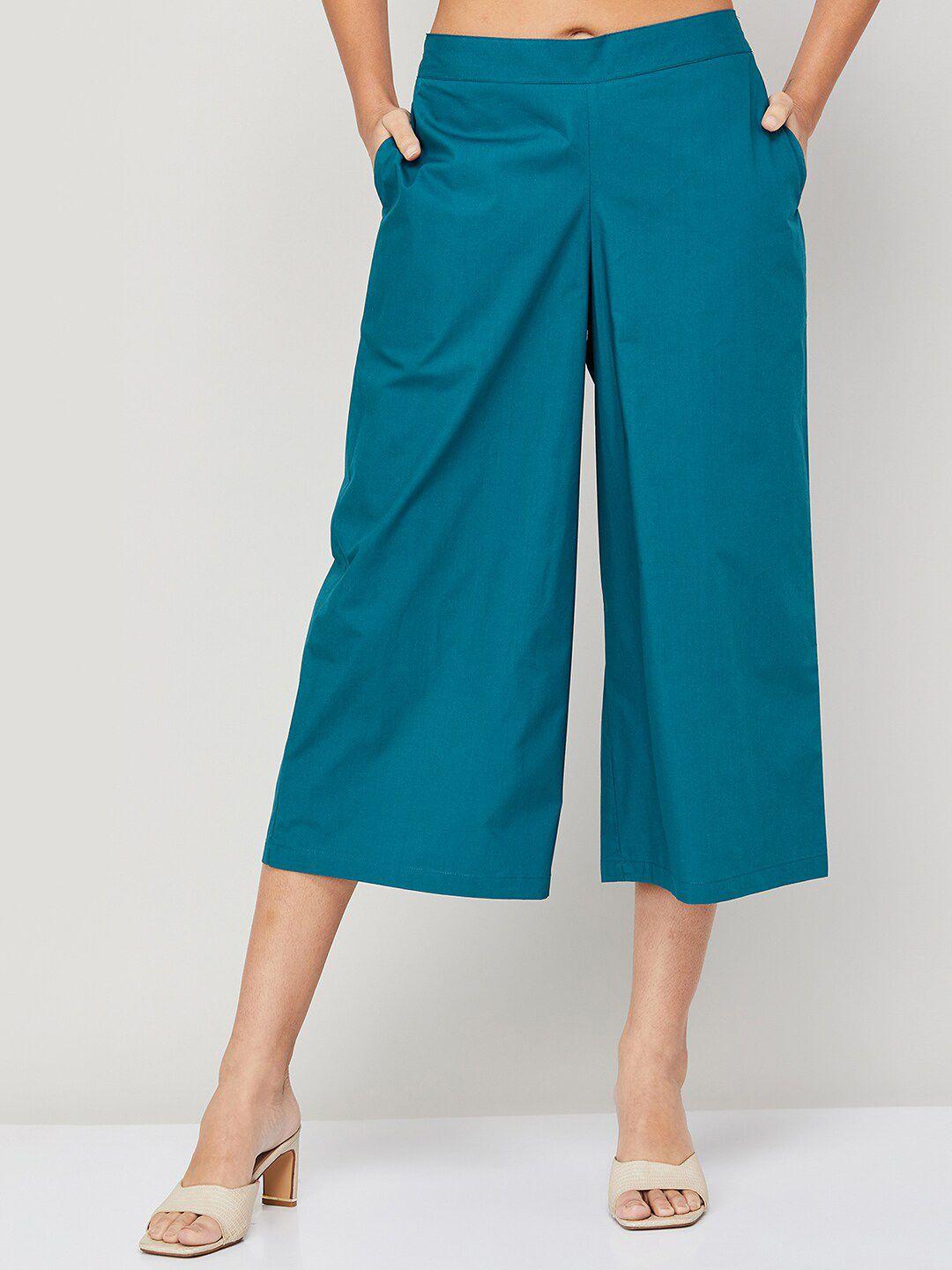 melange by lifestyle women mid-rise cotton culottes trousers