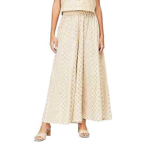 melange by lifestyle women off white cotton regular fit printed palazzo off white_s
