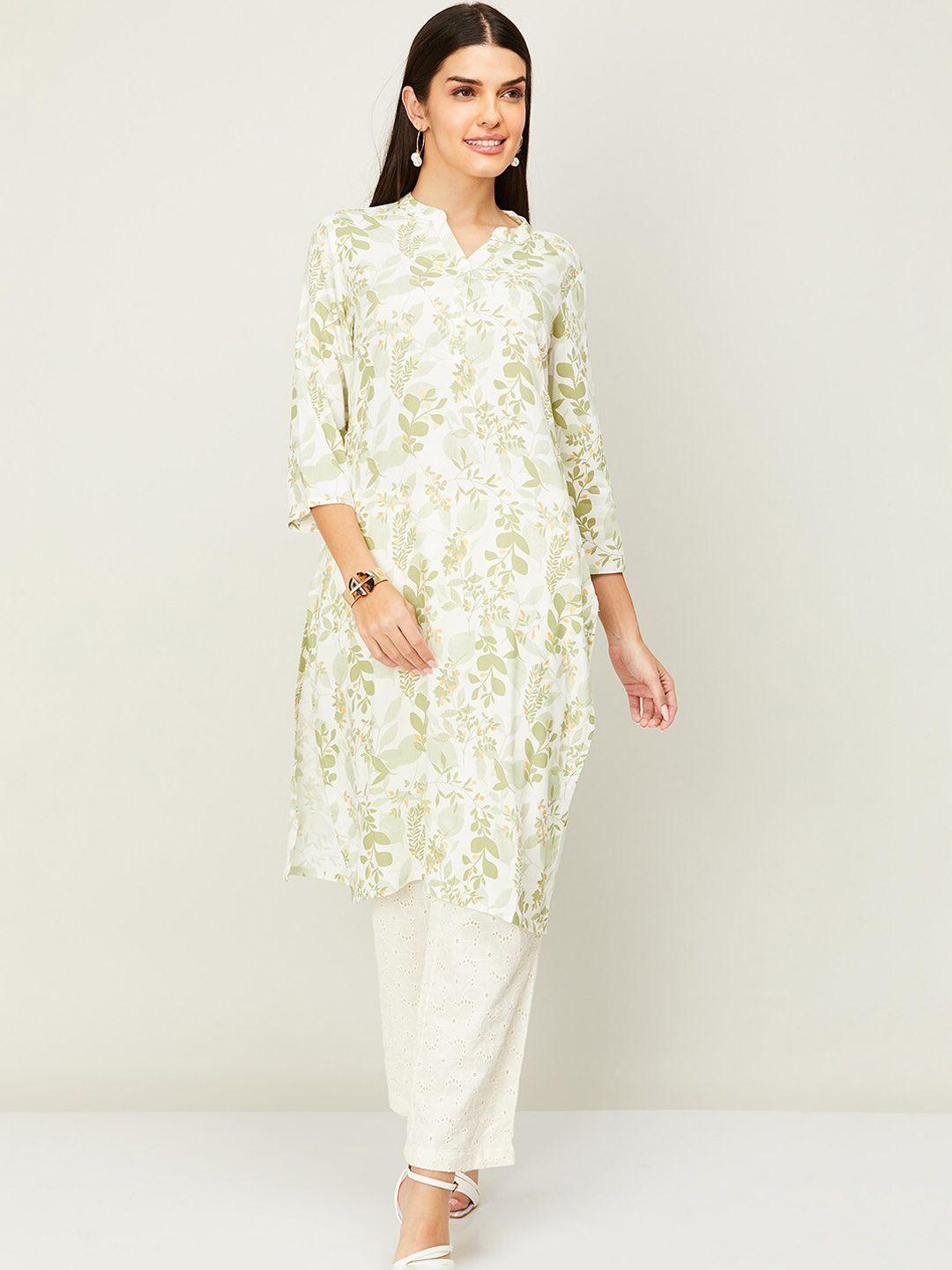 melange by lifestyle women off white floral embroidered chikankari kurta