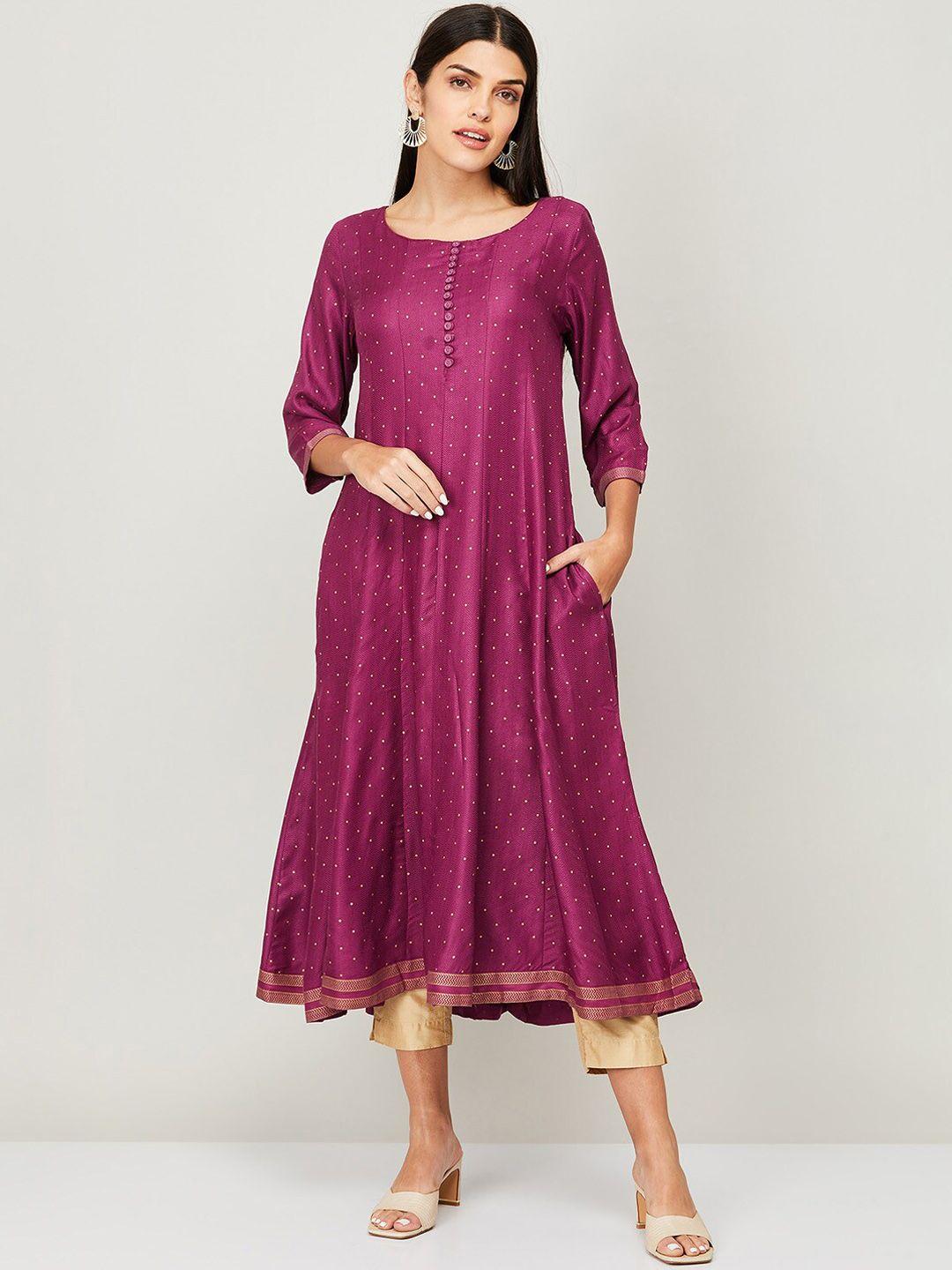 melange by lifestyle women pink a-line print kurta