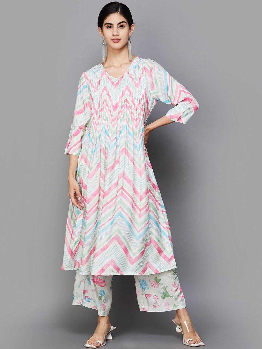 melange by lifestyle women printed regular kurta with palazzos