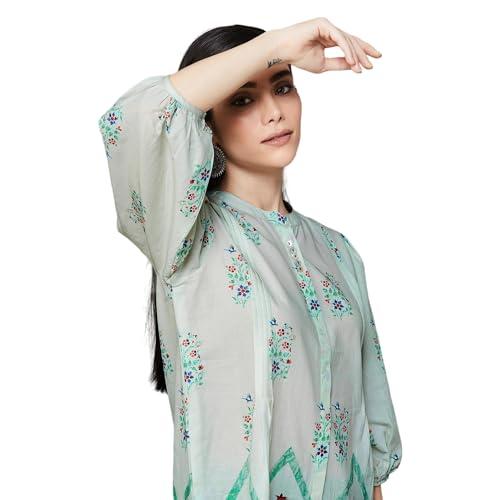 melange by lifestyle women sage cotton regular fit printed tunic_s