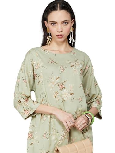 melange by lifestyle women sage viscose rayon regular fit printed tunic_xs