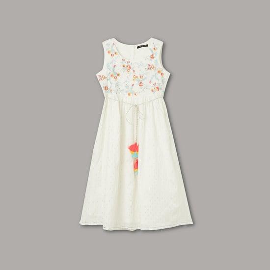 melange girls embroidered dress