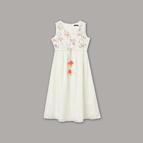 melange girls embroidered dress