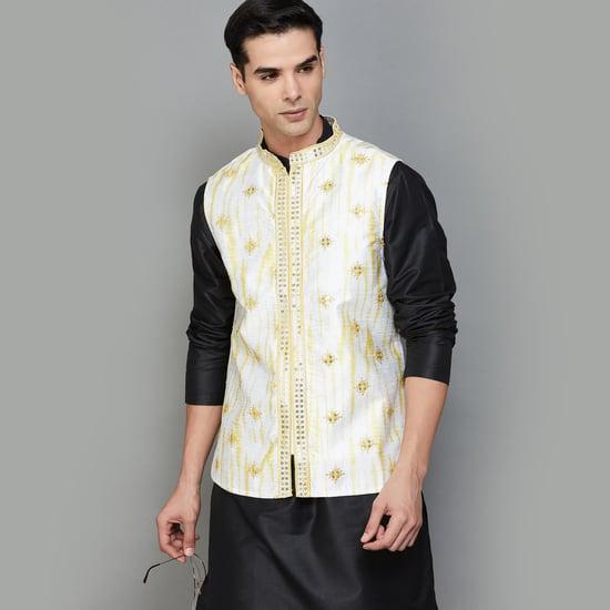 melange men embroidered nehru jacket