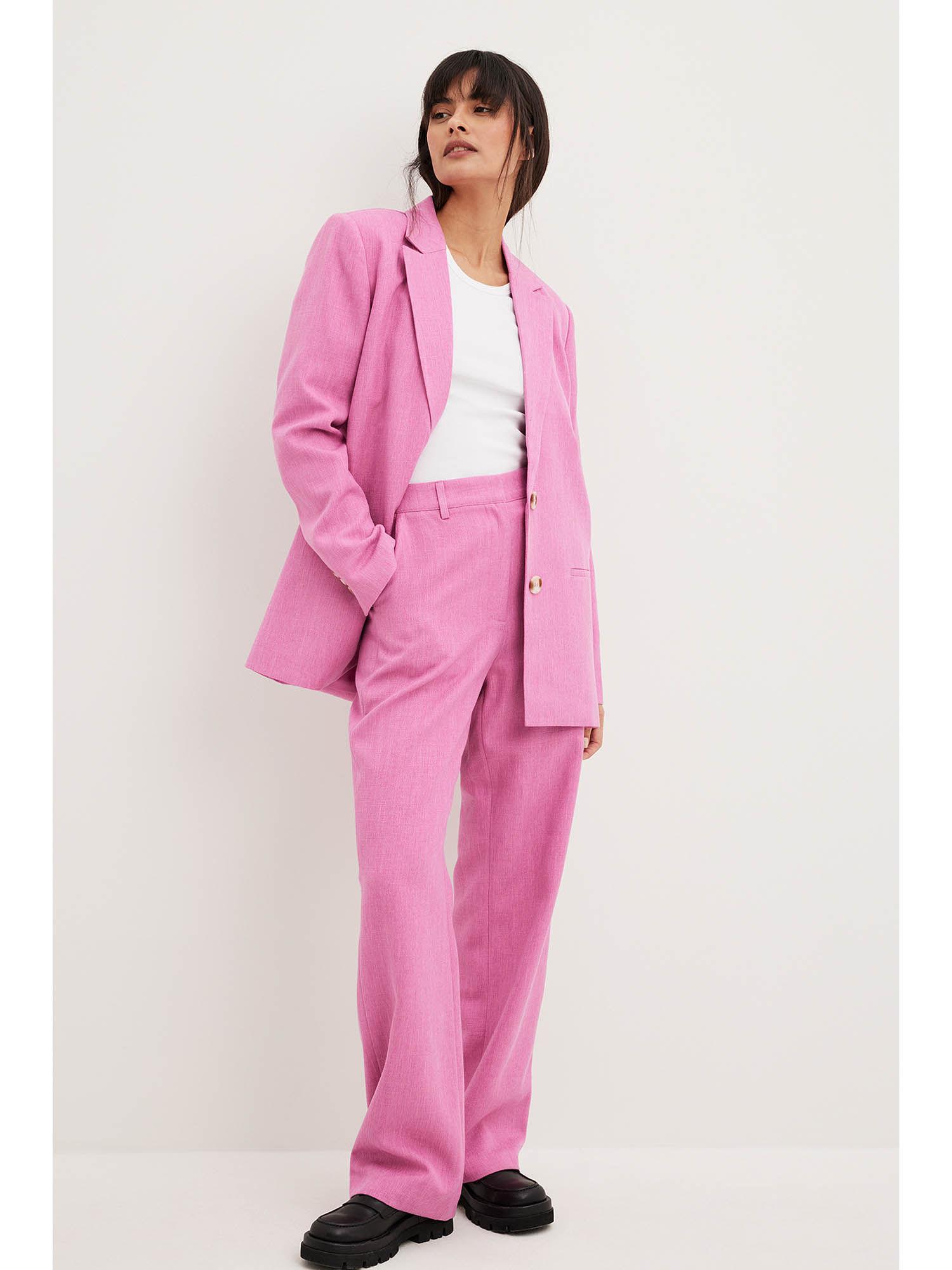 melange straight suit pants - pink