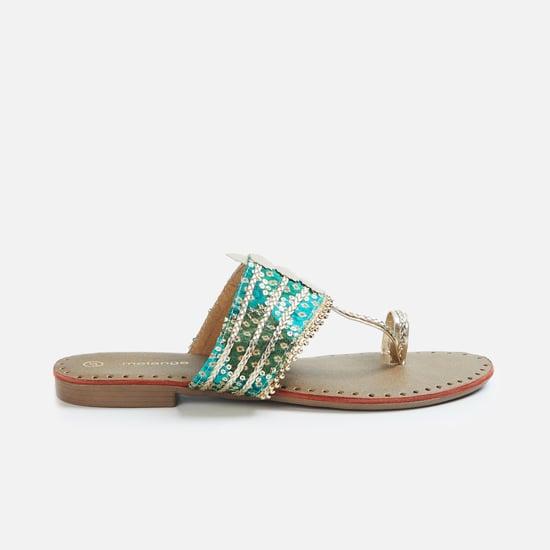 melange women embellished flat sandals