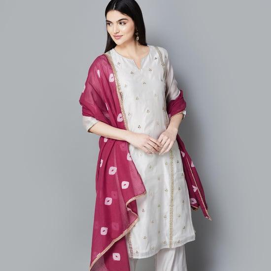 melange women embellished straight kurta set