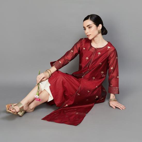 melange women embroidered layered kurta