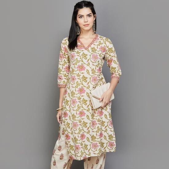 melange women floral printed kurta set