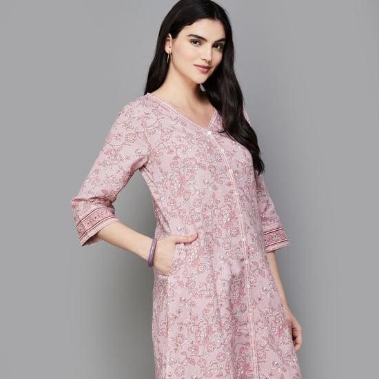 melange women floral printed straight kurta