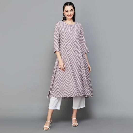 melange women printed a-line kurta with solid inner