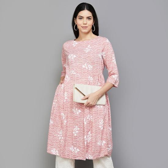 melange women printed gathered kurta