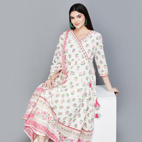 melange women printed kalidar kurta set