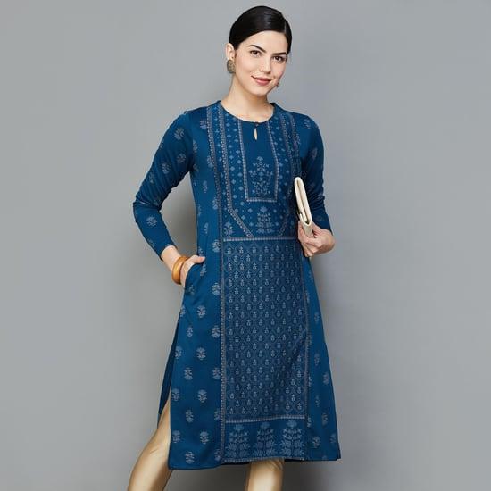 melange women printed straight kurta