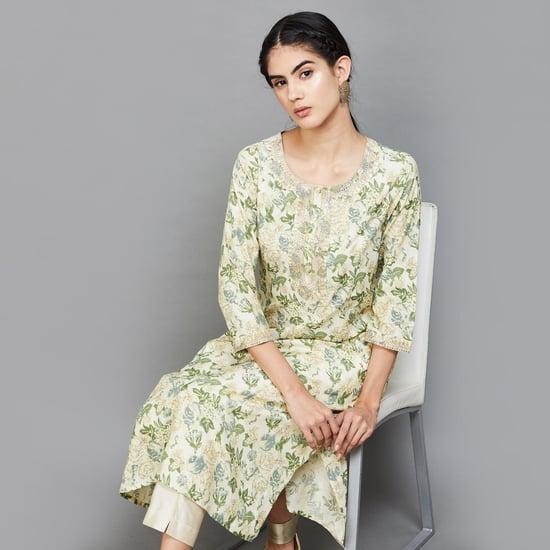 melange women printed straight kurta