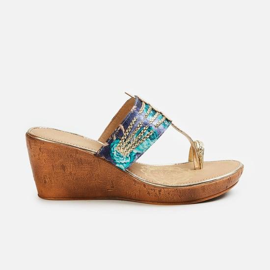 melange women printed wedges