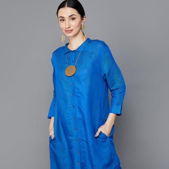 melange women solid a-line kurta with necklace