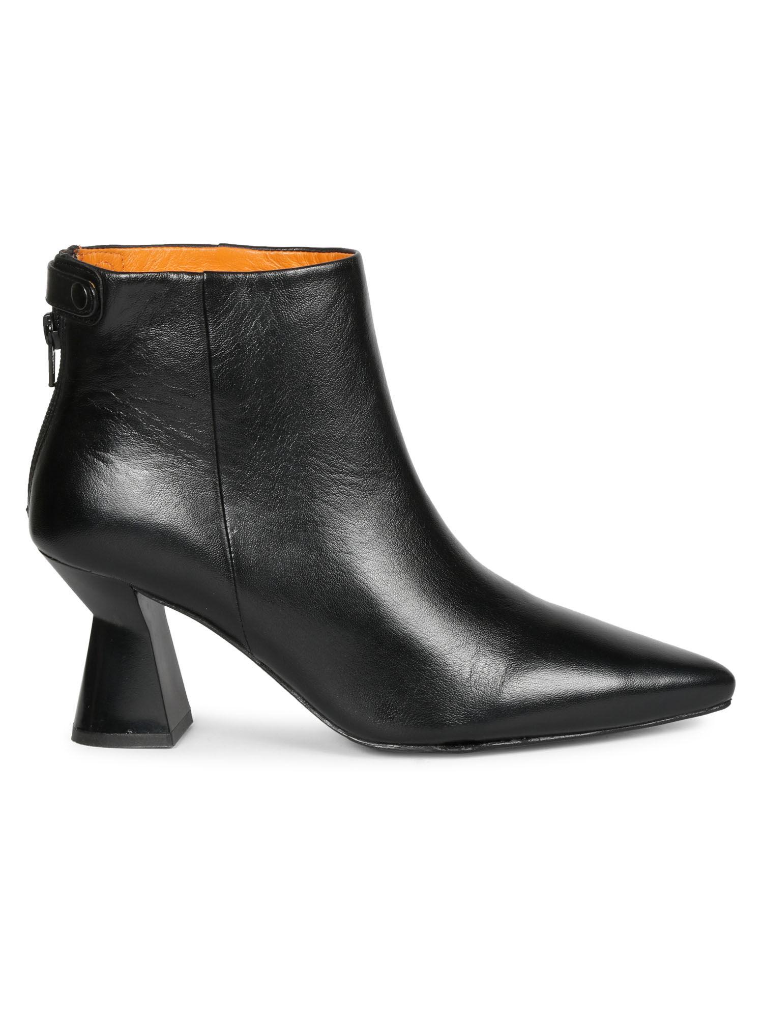 melanie black leather back zip ankle boots