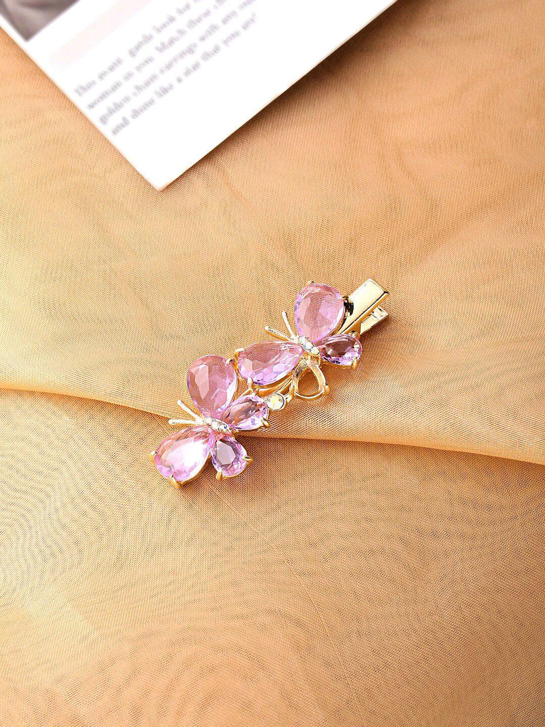 melbees by yellow chimes girls gold-toned & purple alligator hair clip