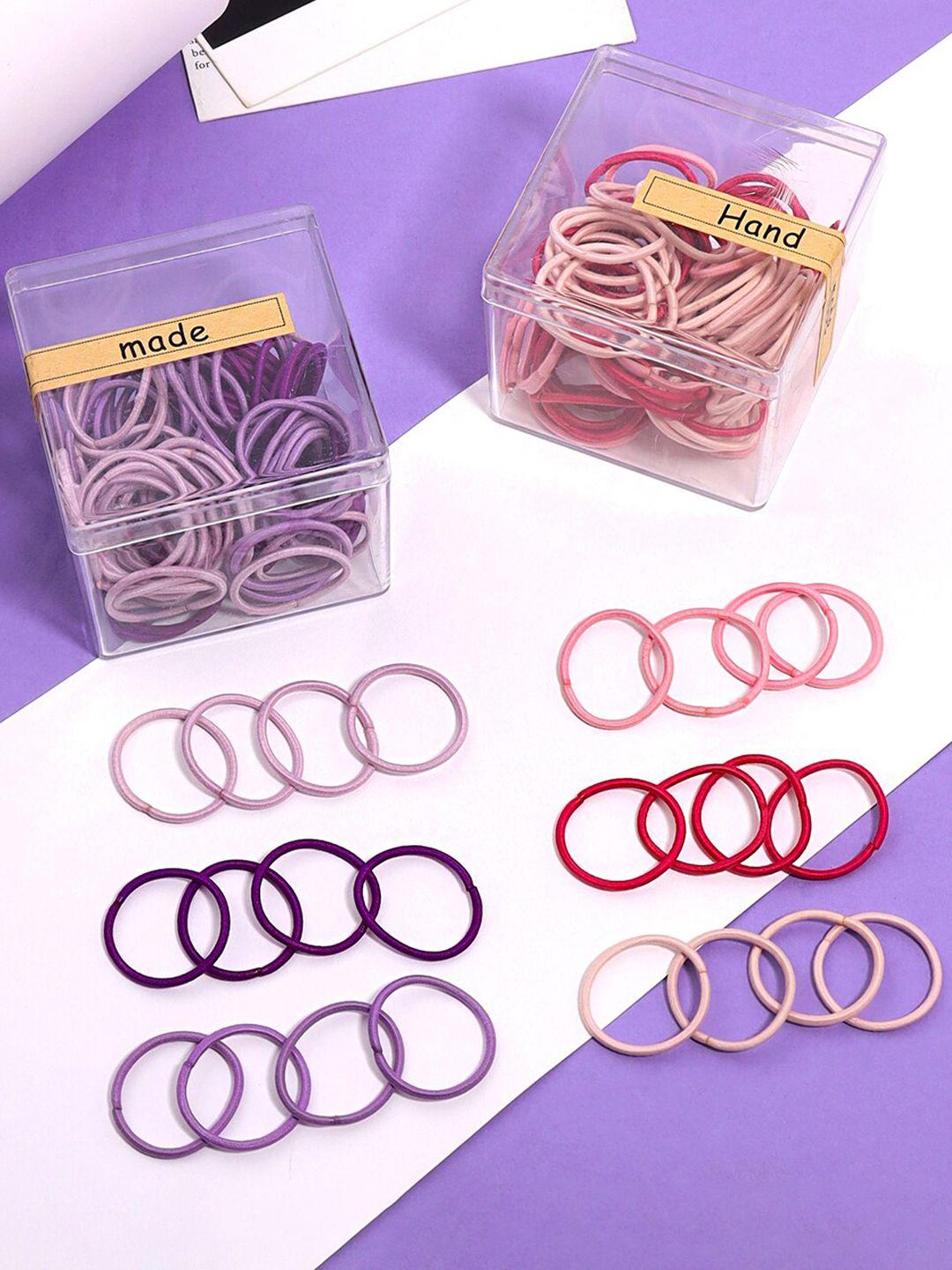 melbees by yellow chimes girls set of 100 purple & red ponytail holders