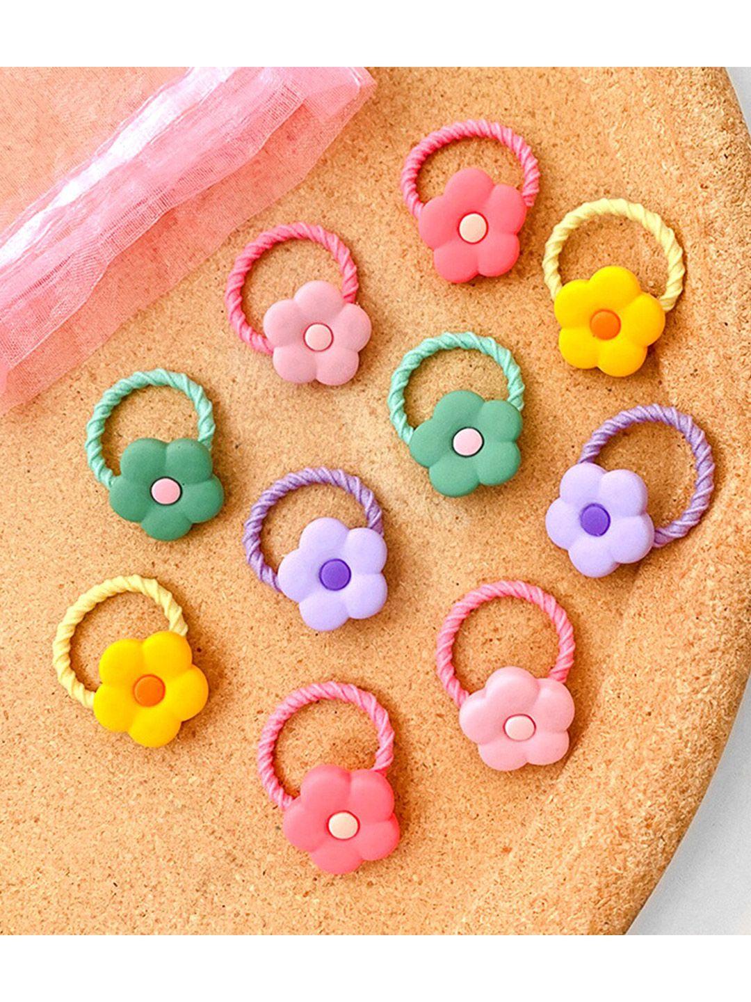 melbees by yellow chimes girls set of 20 hair clips and floral shaped rubber bands