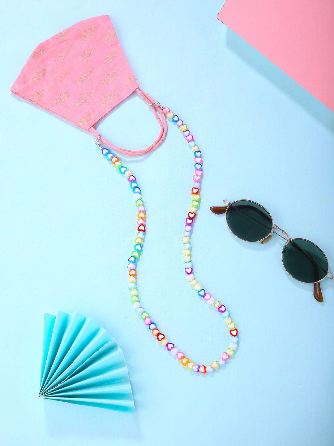 melbees by yellow chimes kids pink face mask chain & sunglasses chain