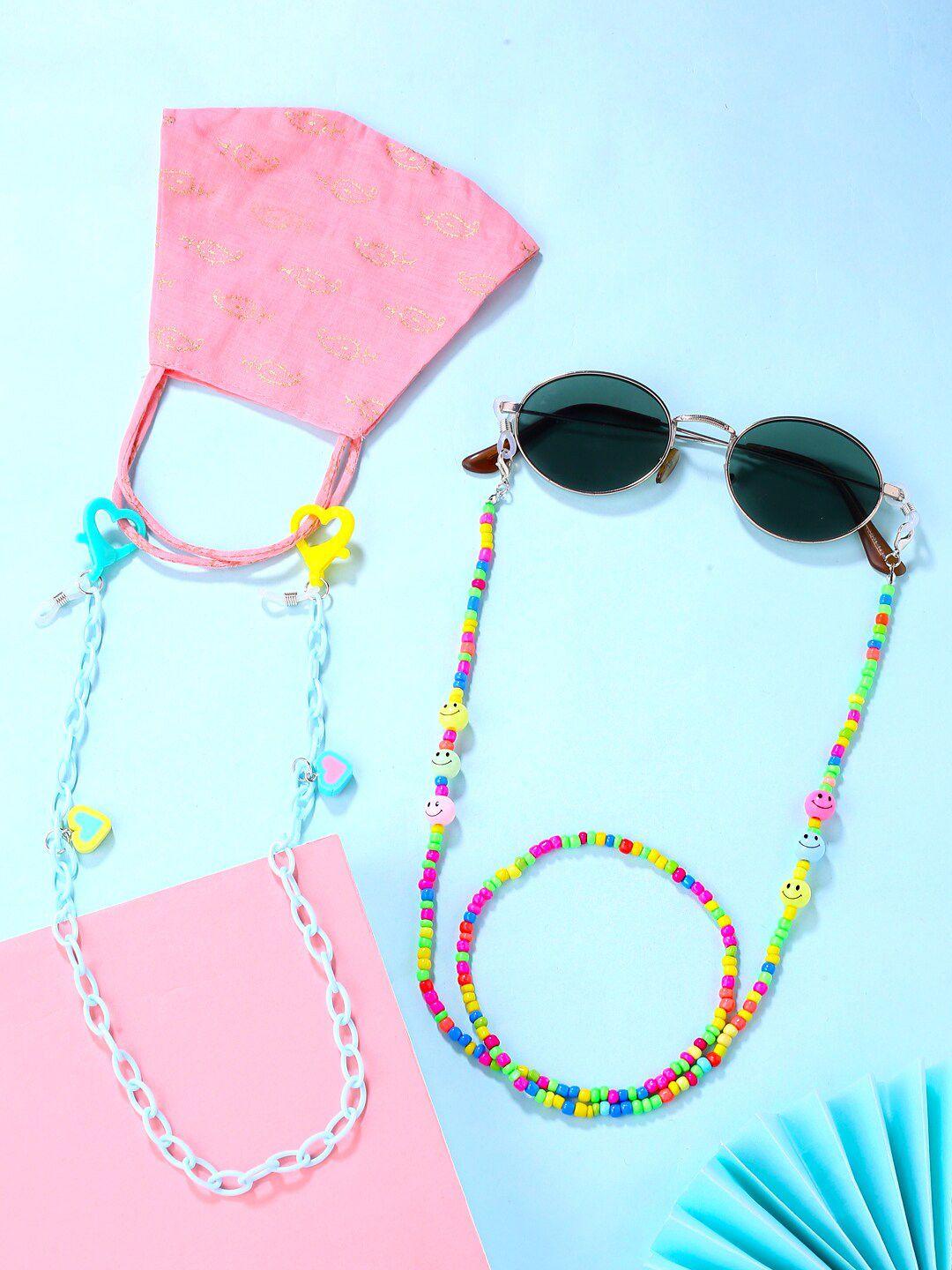 melbees by yellow chimes kids set of 2 multicolor face mask chain & sunglasses chain