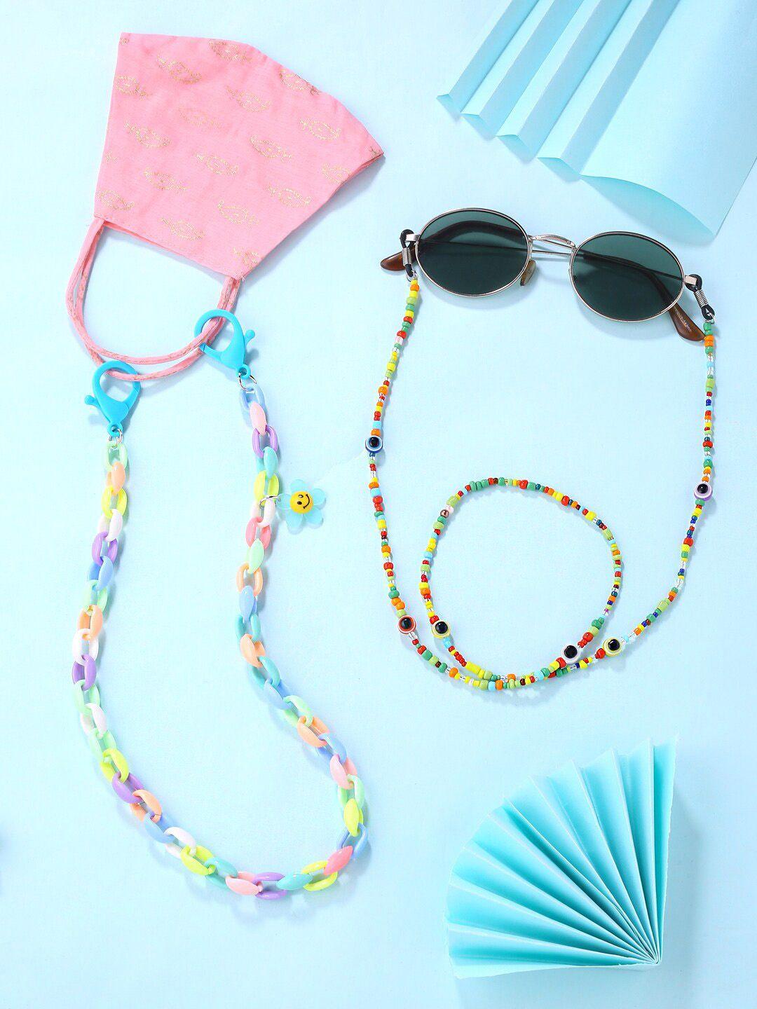 melbees by yellow chimes unisex kids pack of 2 face mask chain & sunglasses chain