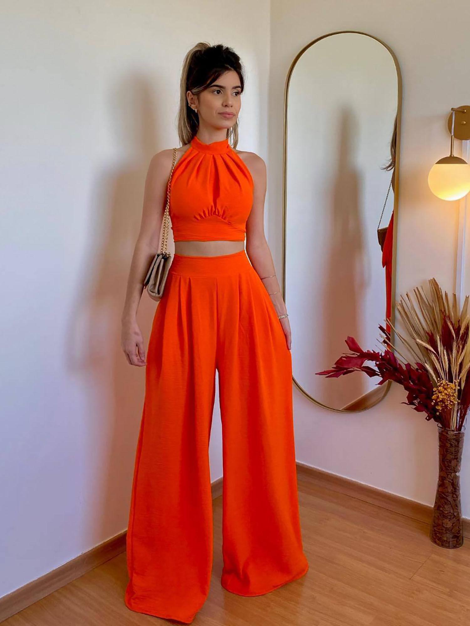 melisa orange solid co-ord (set of 2)