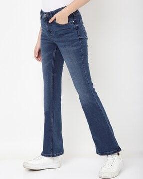 mellow lightly washed bootcut jeans
