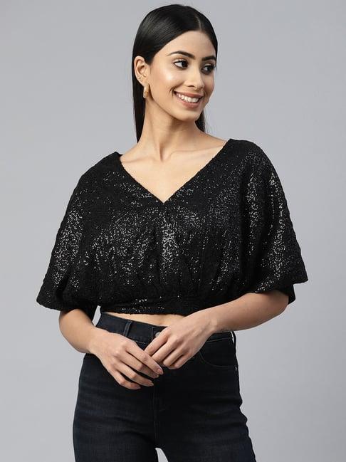 melon by pluss black embellished top