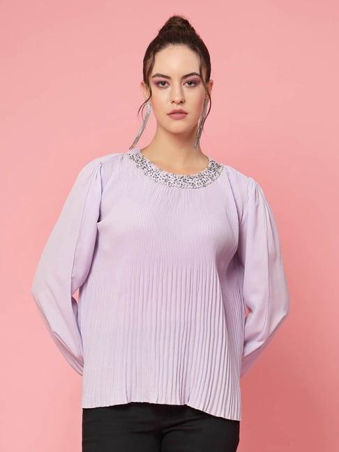 melon by pluss lavender embellished top