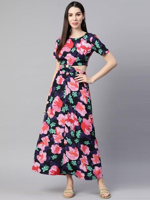 melon by pluss black & pink floral print maxi dress