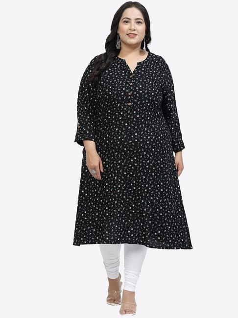 melon by pluss black & white printed kurta