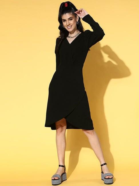 melon by pluss black full sleeves a-line dress